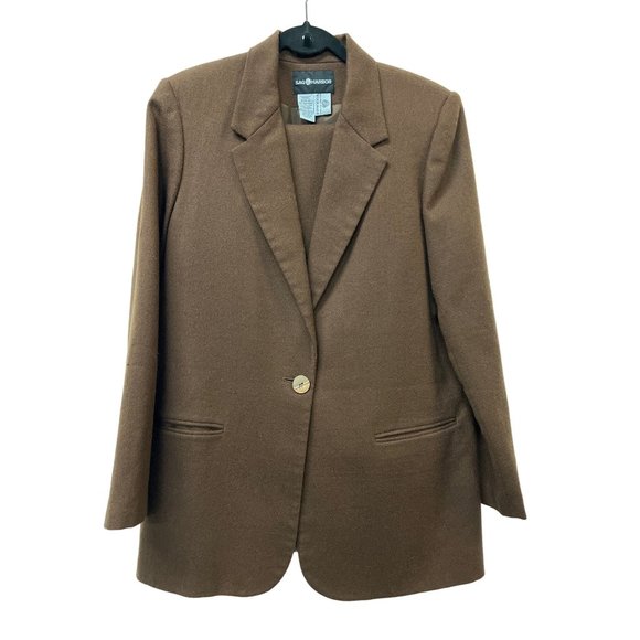 Sag Harbor Vintage Wool Brown Long Skirt Blazer Suit wonderful 2 piece - Picture 1 of 14